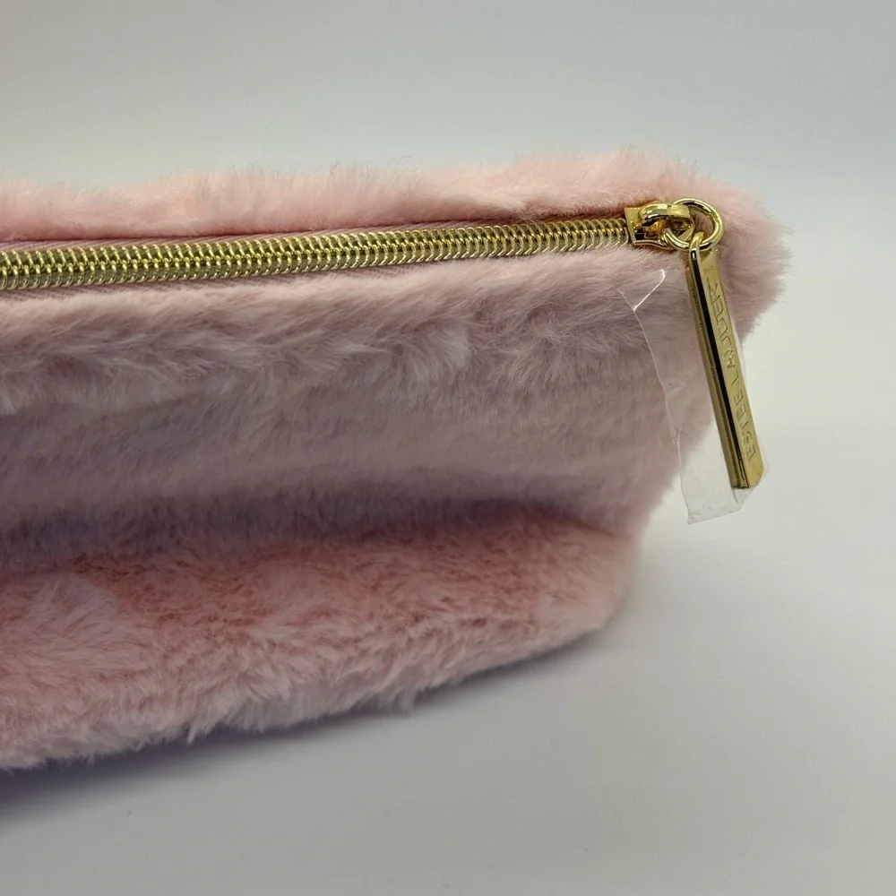 NWOT Estée Lauder Plush Pink Fur Cosmetic Bag